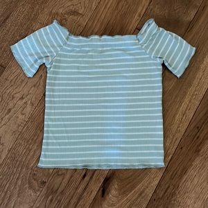 Pale green and white stripe crop top